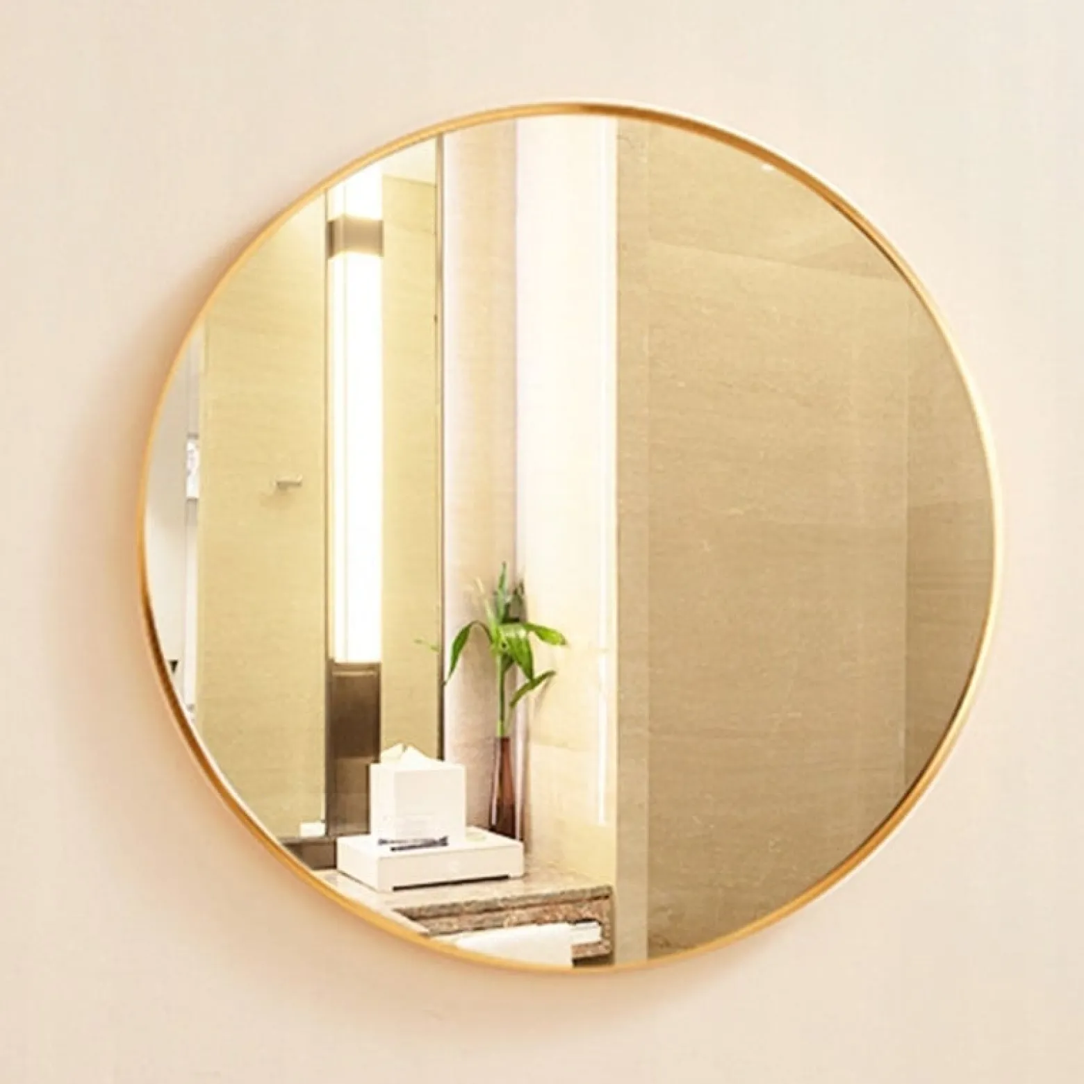 Lustro okrągłe wiszące złota rama średnica 80 cm loft