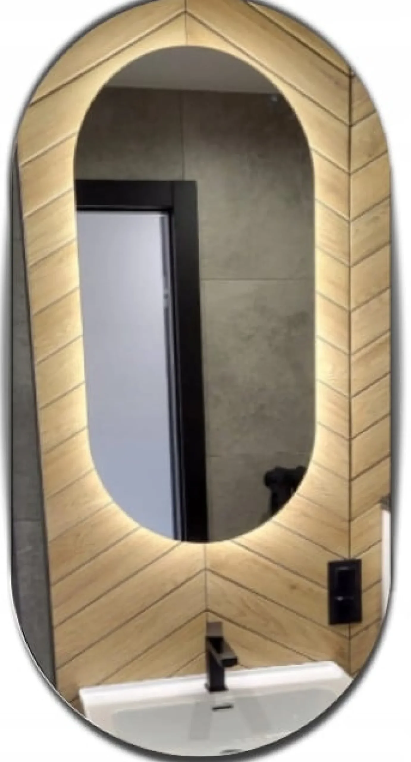 Lustro owalne łazienkowe led 50x90 podświetlane owal ledowe glamour