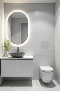 Lustro owalne led 40x80 wodoodporne ledy włącznik podświetlane owal ledowe
