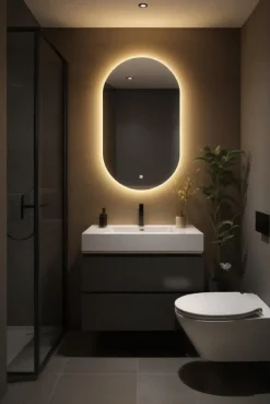Lustro owalne led 40x80 wodoodporne ledy włącznik podświetlane owal ledowe