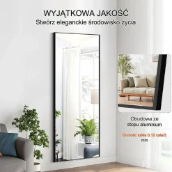 Lustro podłogowe 180x80 cm stojące lub na ścianę hartowane