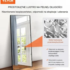 Lustro podłogowe 180x80 cm stojące lub na ścianę hartowane