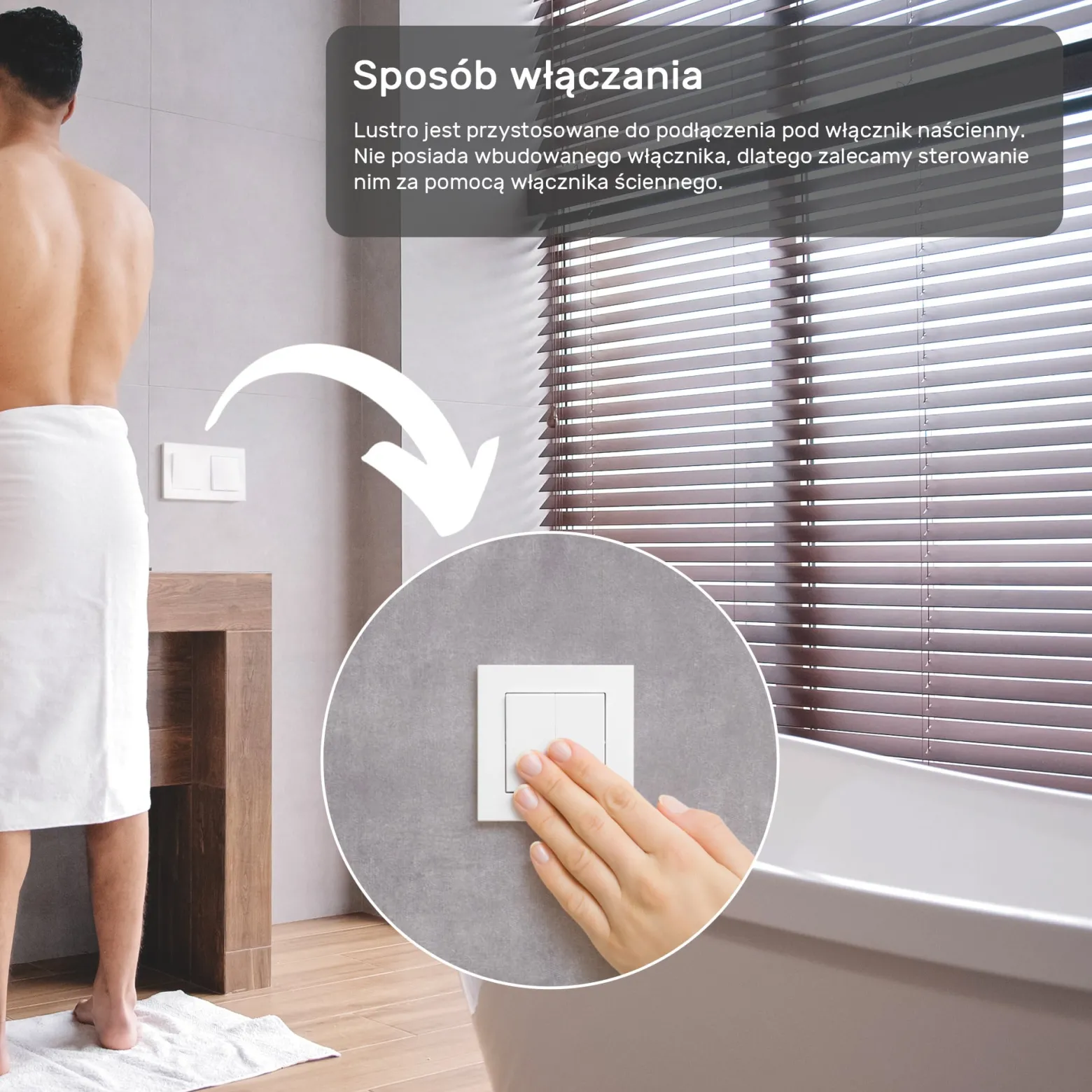 Lustro podświetlane łazienkowe LED 80x60 Poziome Barwa Neutralna