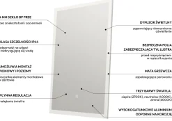 Lustro podświetlane LED 39x50 cm COSMO Antypara, Zmiana Barwy
