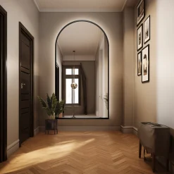 Lustro półowalne w ramie czarnej MDF z podświetleniem - BERDO LED