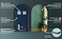 Lustro półowalne 45 x 80 cm LED Premium wiszące do salonu - ciepłe światło