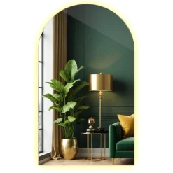 Lustro półowalne 45 x 80 cm LED Premium wiszące do salonu - ciepłe światło