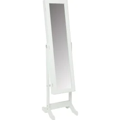 Lustro stojące białe 145x37 cm uchylne schowek na biżuterię