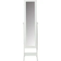 Lustro stojące białe 145x37 cm uchylne schowek na biżuterię
