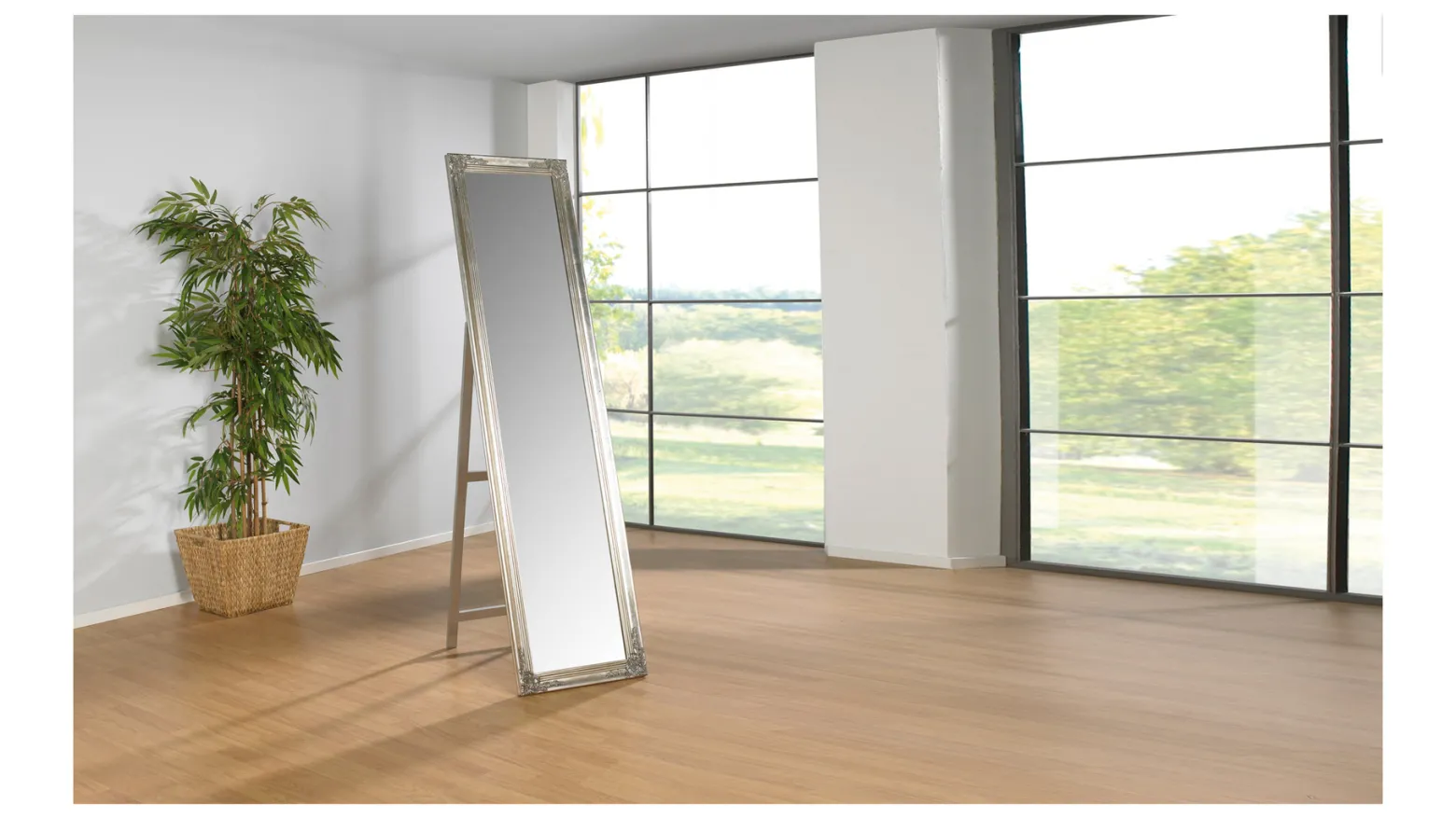Lustro stojące Corfu 45x180 cm srebrne