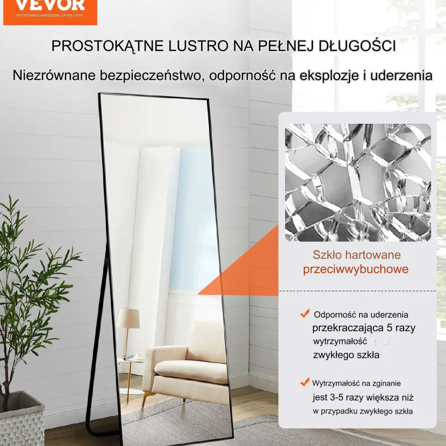 Lustro stojące do przymierzalni salonu garderoby i sypialni
