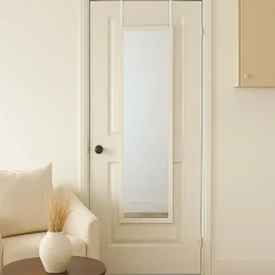 Lustro wiszące drewniane białe na drzwi szafę