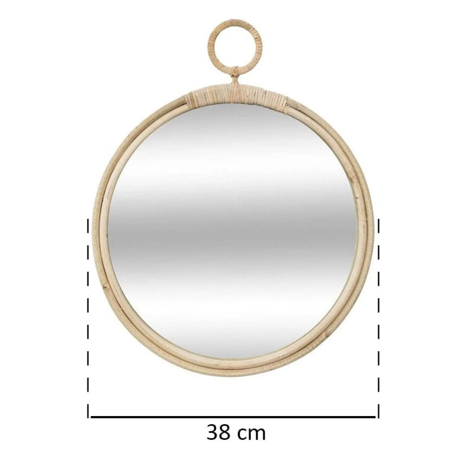 Lustro w oprawie z wikliny, Ø 38 cm, okrągłe