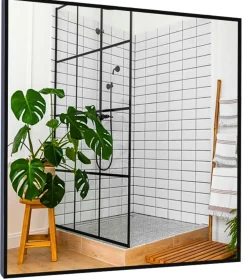 Lustro 80x80 W Czarnej Ramie Aluminiowej Mat Loft Bez Oświetlenia Loftowe