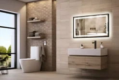 Lustro 60x40 w czarnej ramie led 480 diod/m aluminium loft podświetlane