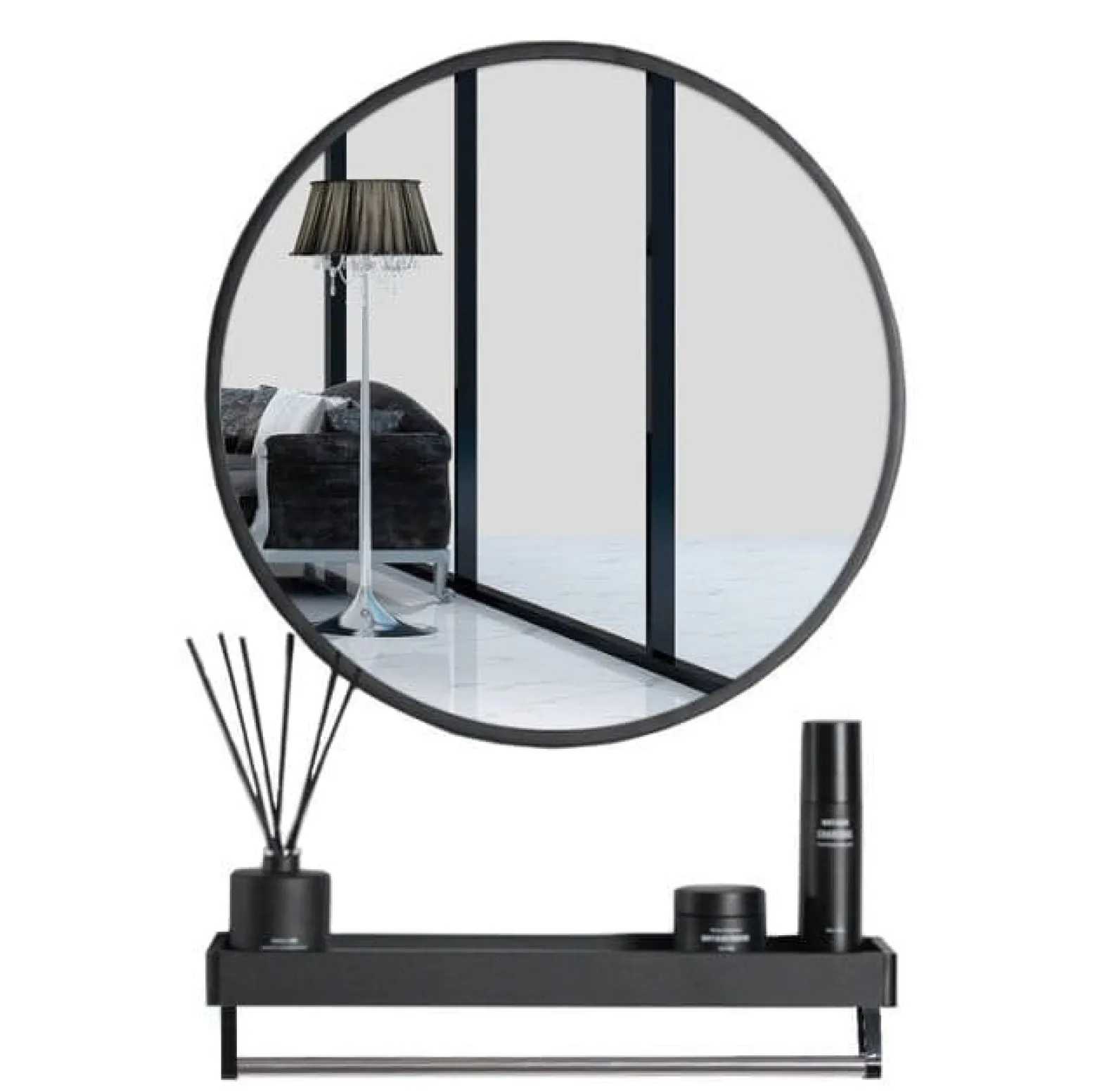 Lustro z półką 70cm czarne