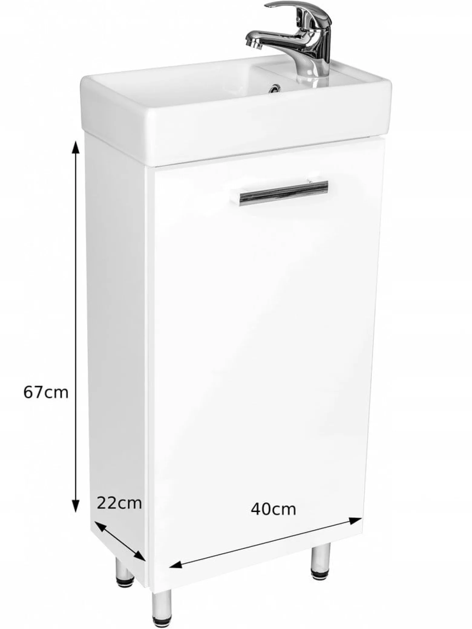 Mała Biała Szafka Łazienkowa z Umywalką 40x22x85 Stojąca