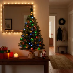 Mała choinka sztuczna 90 cm z lampkami choinkowymi 50 LED multikolor