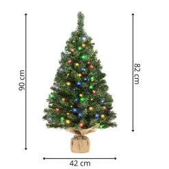 Mała choinka sztuczna 90 cm z lampkami choinkowymi 50 LED multikolor