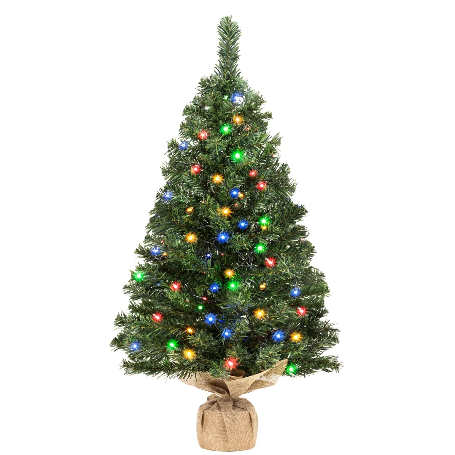 Mała choinka sztuczna 90 cm z lampkami choinkowymi 50 LED multikolor