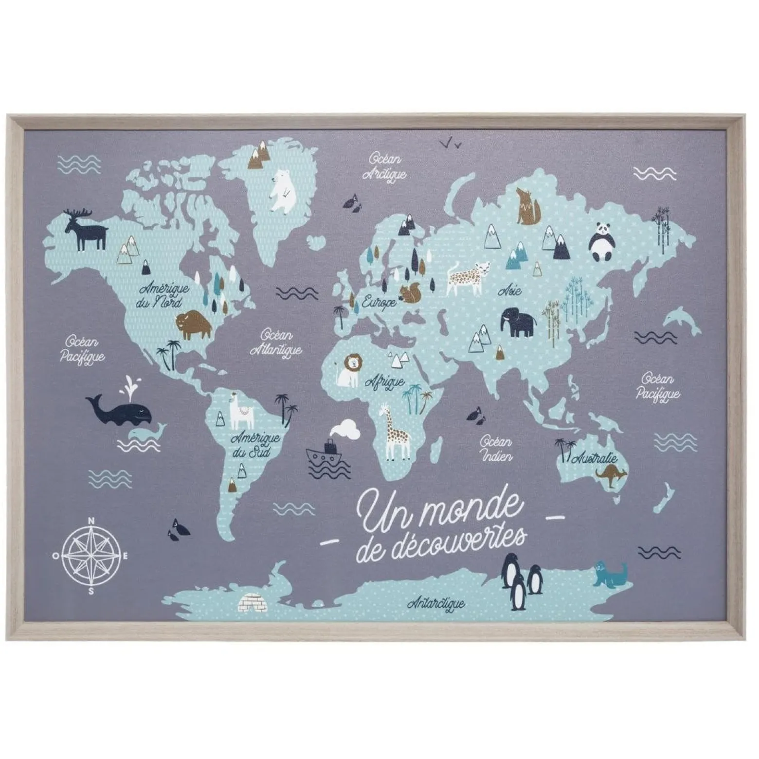 Mapa świata dla dzieci, dekoracja ścienna, 70x50 cm