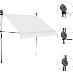 Markiza Balkonowa Tarasowa Ręcznie Zwijana Zadaszenie Ogrodowe LED 150 cm