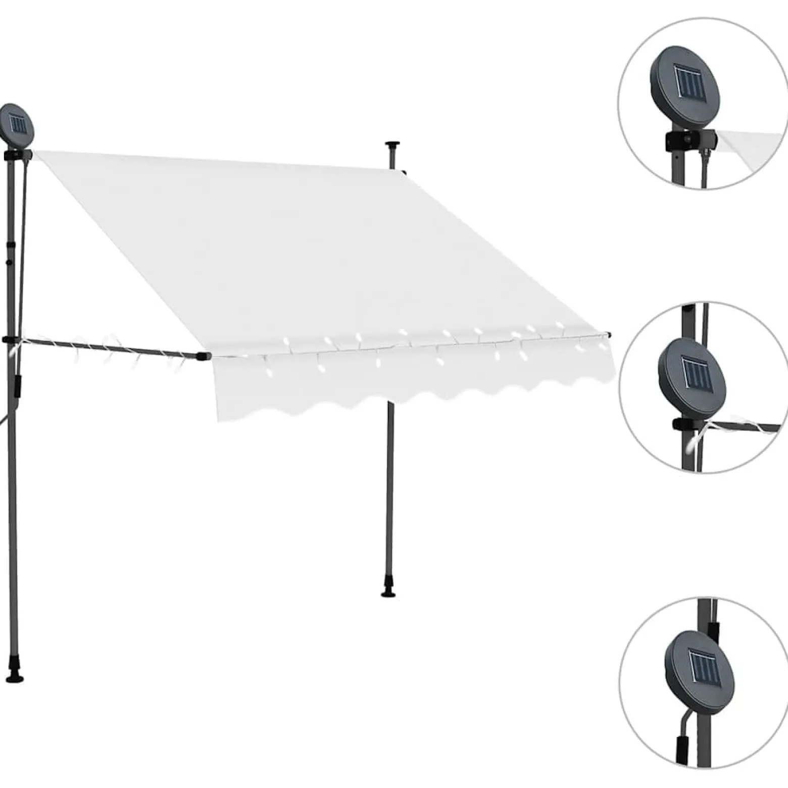 Markiza Balkonowa Tarasowa Ręcznie Zwijana Zadaszenie Ogrodowe LED 150 cm
