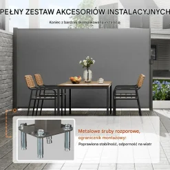 Markiza boczna parawan na taras roleta przeciwsłoneczna szara 160 x 300 cm