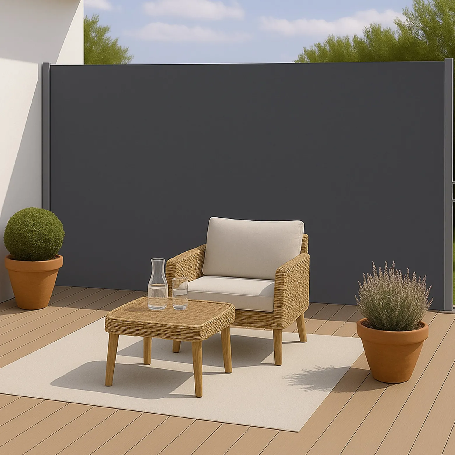 Markiza boczna tarasowa 400x180 cm roleta na balkon wysuwana osłona grafit
