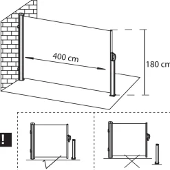 Markiza boczna tarasowa 400x180 cm roleta na balkon wysuwana osłona grafit