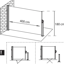 Markiza boczna tarasowa 400x180 cm roleta na balkon wysuwana osłona grafit