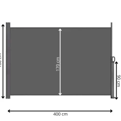 Markiza boczna tarasowa 400x180 cm roleta na balkon wysuwana osłona grafit