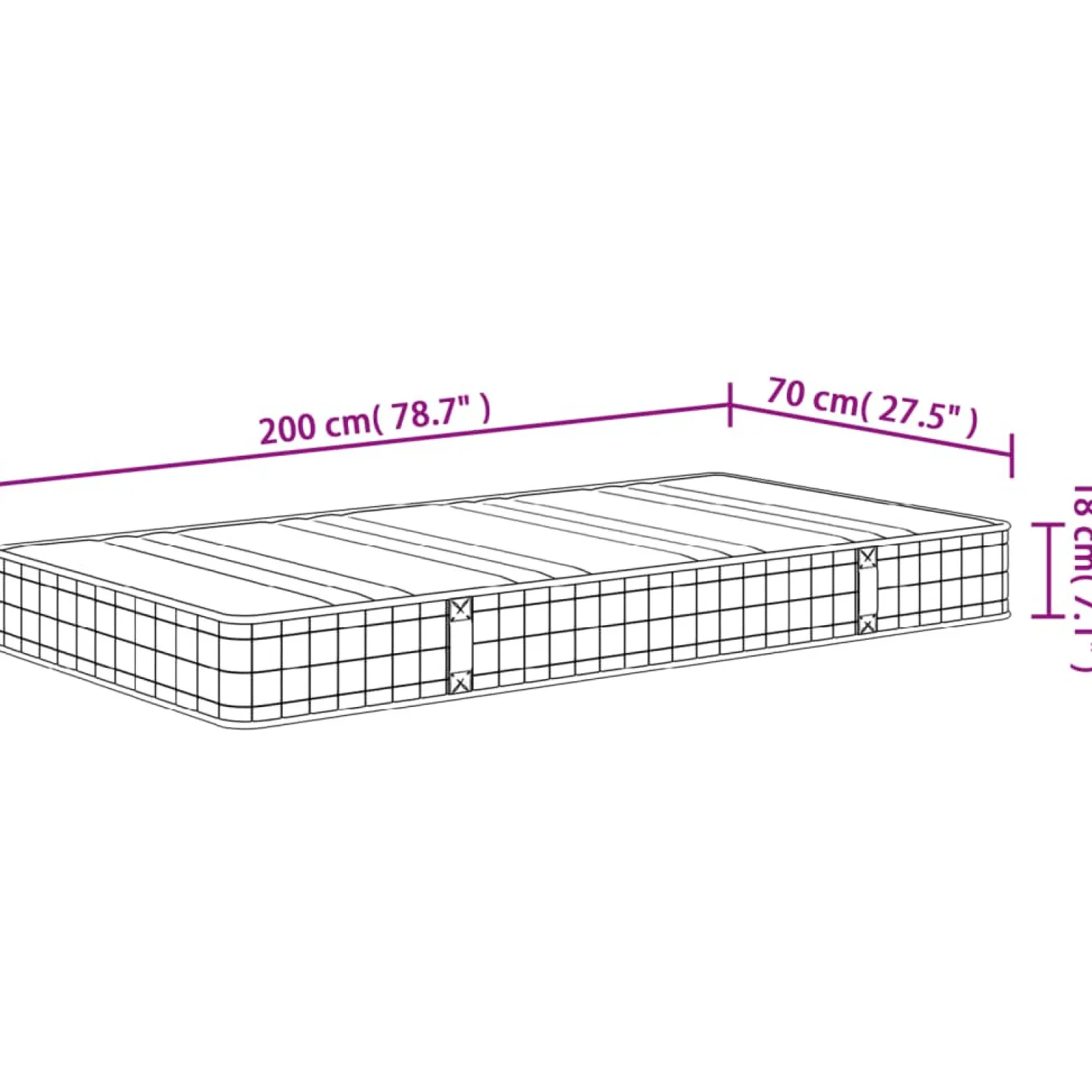 Materac Biały 70 x 200 cm Pianka vidaXL