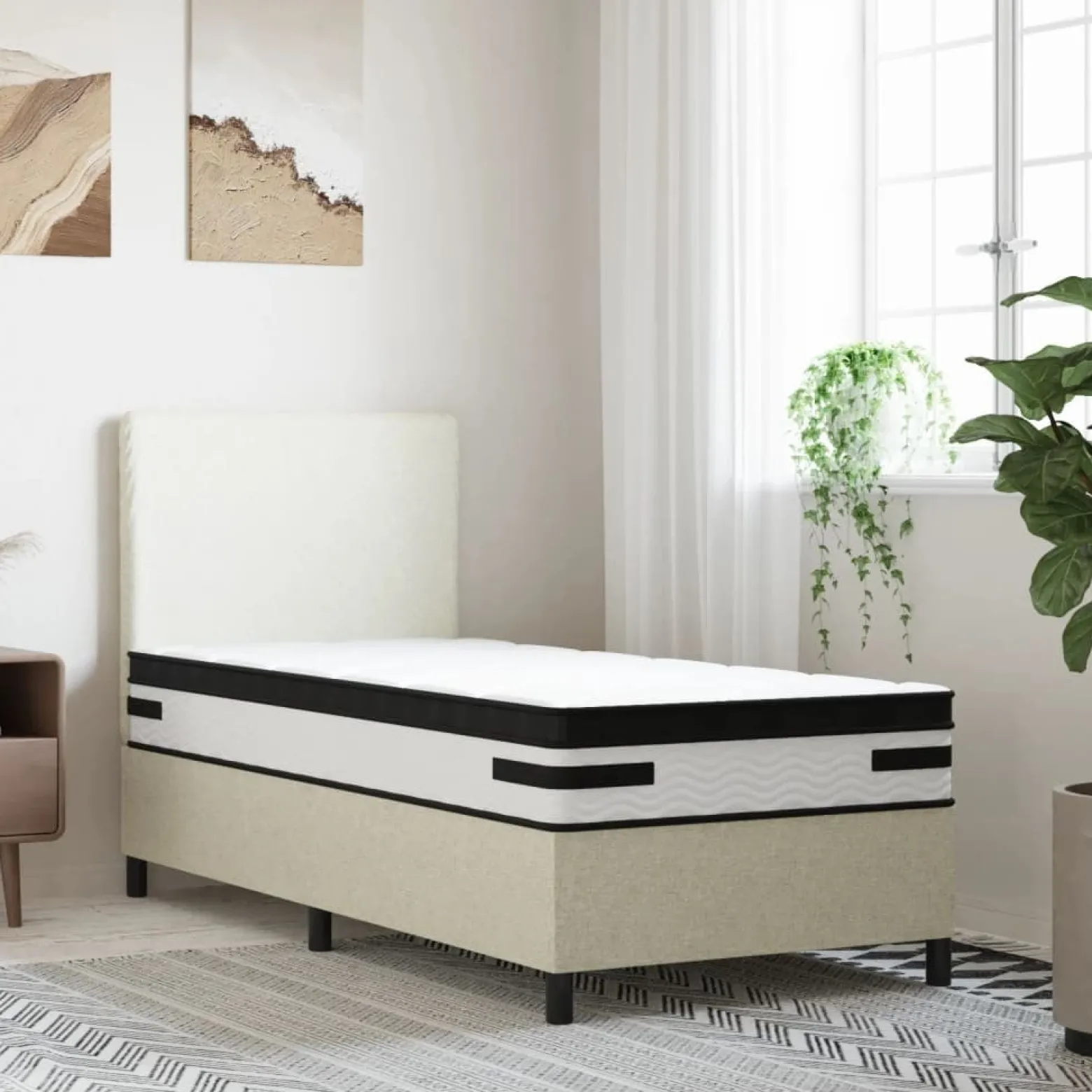 Materac kieszeniowy Biały 90 x 200 cm Pianka vidaXL