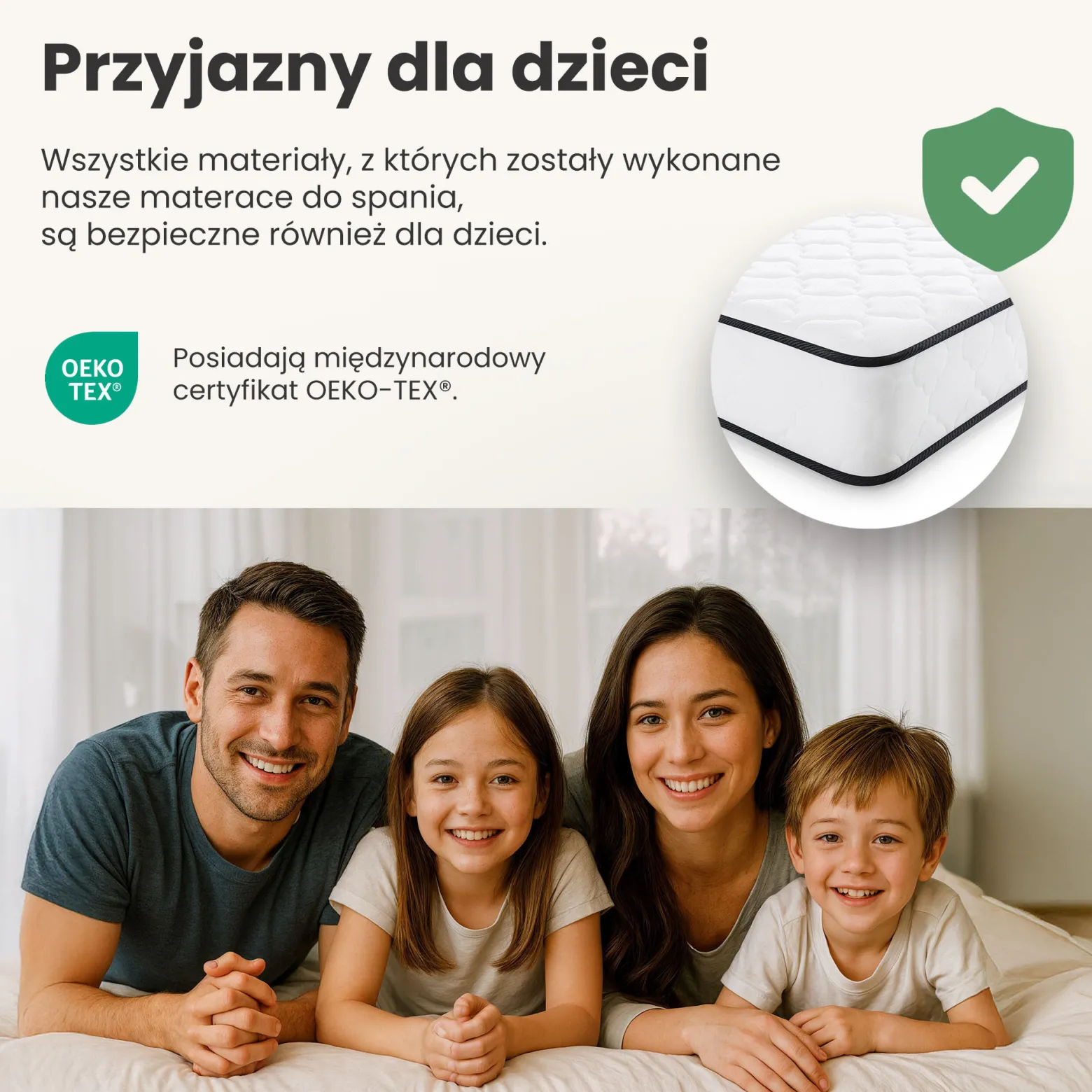Materac sprężynowy z ochraniaczem AKORD 7-strefowy H3 90x190 cm