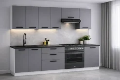 Meble Kuchenne Lizbona Zestaw 240cm Antracyt Modułowe Szafki