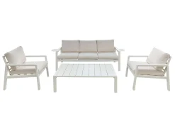 Meble ogrodowe metalowe BIANCO białe kremowe, sofa i fotele wodoodporne