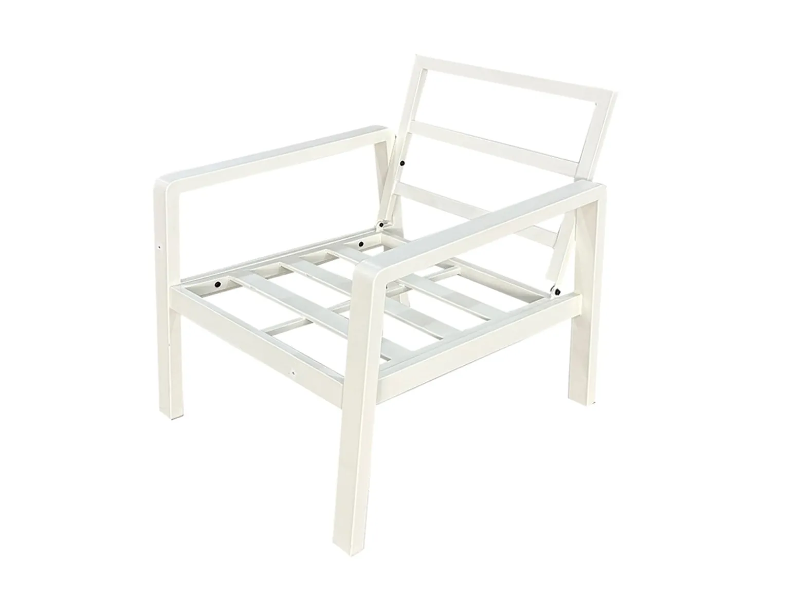 Meble ogrodowe metalowe BIANCO białe kremowe, sofa i fotele wodoodporne
