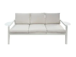 Meble ogrodowe metalowe BIANCO białe kremowe, sofa i fotele wodoodporne