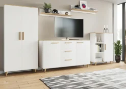 Meblościanka MALMO artisan-biały komoda regał szafa RTV