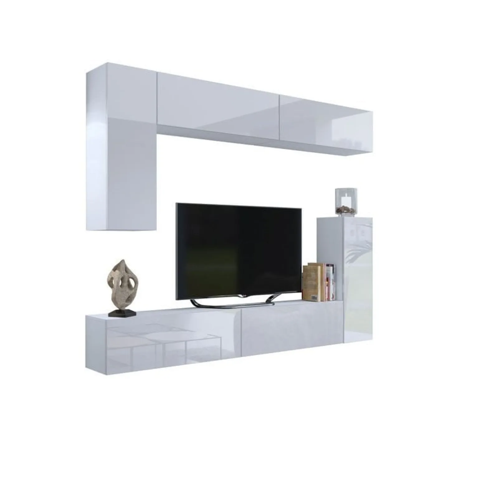 Meblościanka PREMIUM 245 cm biały połysk