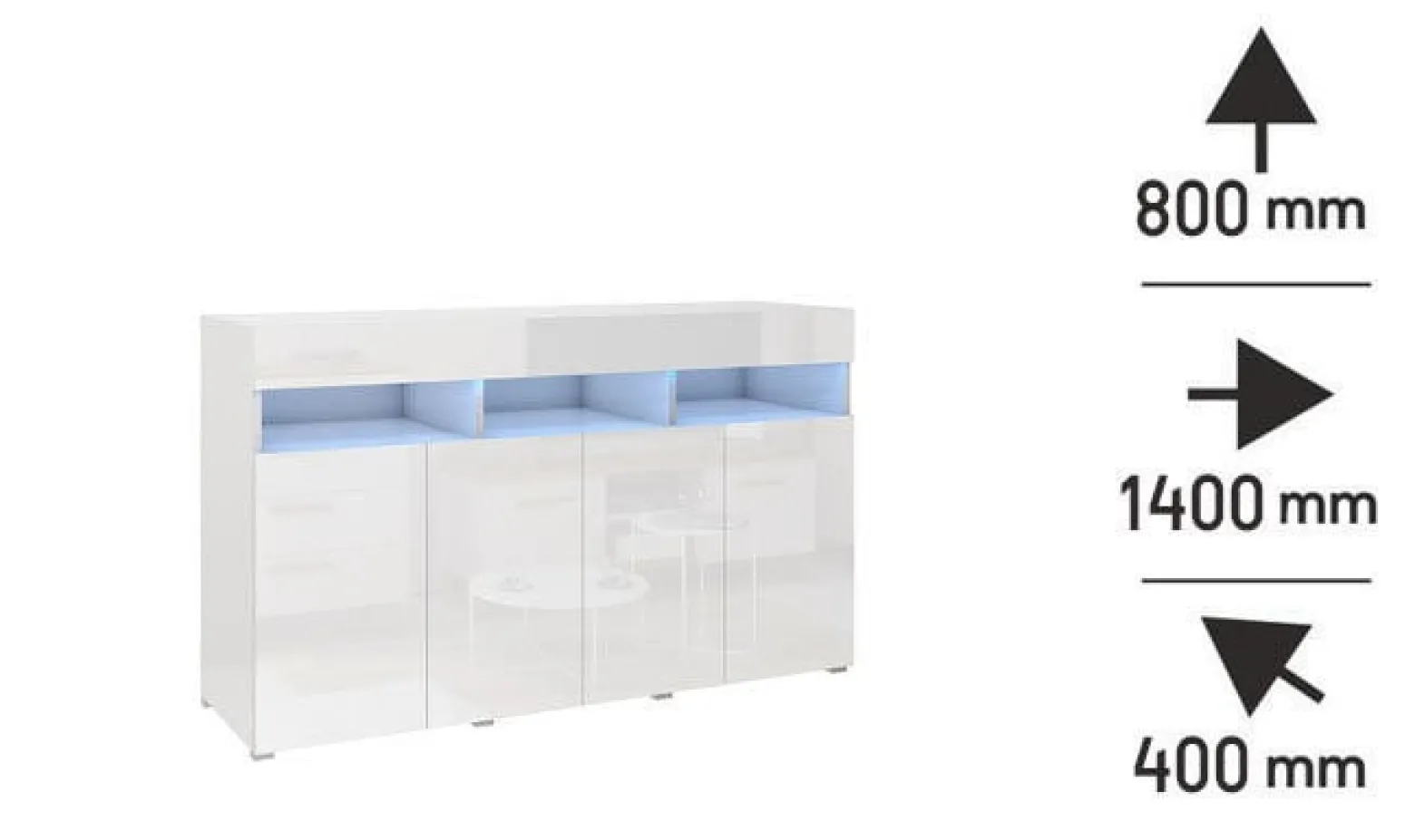 Meblościanka PREMIUM do salonu 280 cm biały połysk