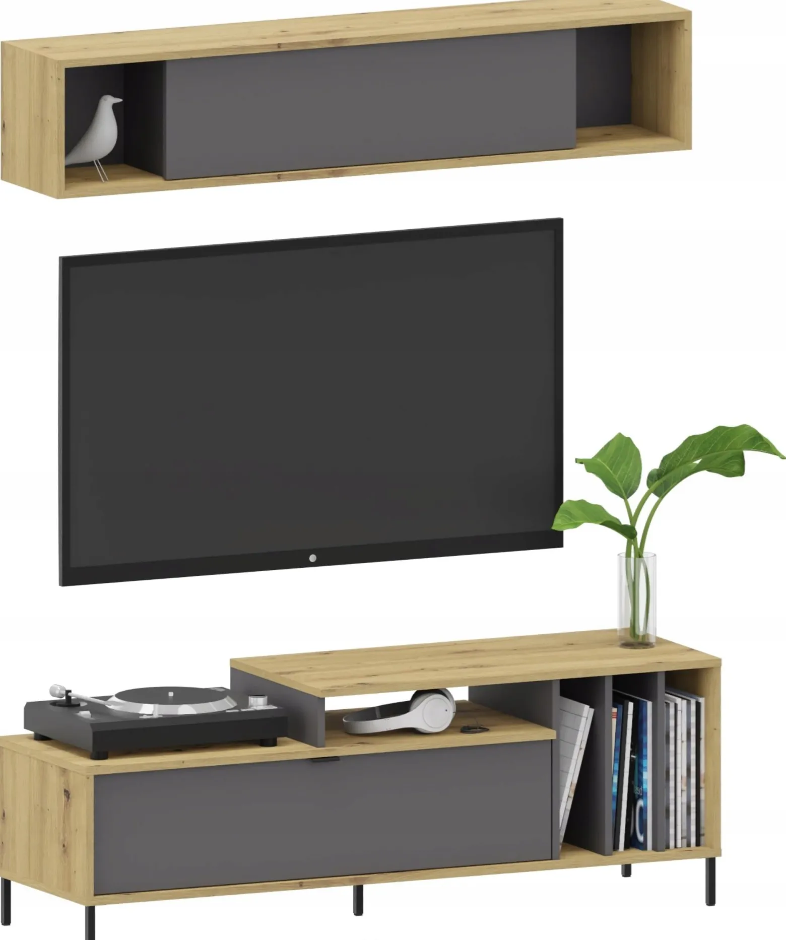 Meblościanka VINYL artisan-antracyt rtv półka wisząca UFC