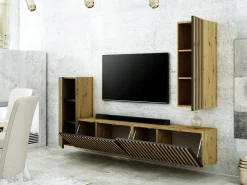 Mebloscianka Loft Z Lamelami Zestaw Trend-7 Dab Artisan