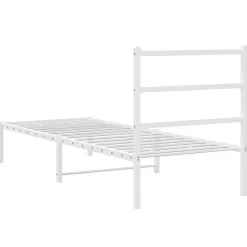 Metalowa rama łóżka z wezgłowiem, biała, 80x200 cm
