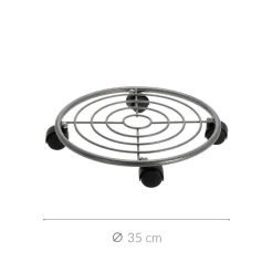 Metalowa podstawka pod donicę na kółkach, 35 cm