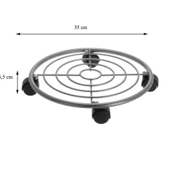 Metalowa podstawka pod donicę na kółkach, 35 cm