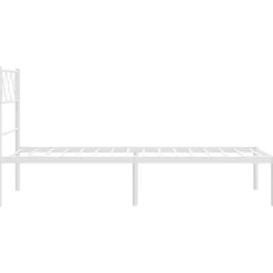 Metalowa rama łóżka z wezgłowiem biała 80x200 cm