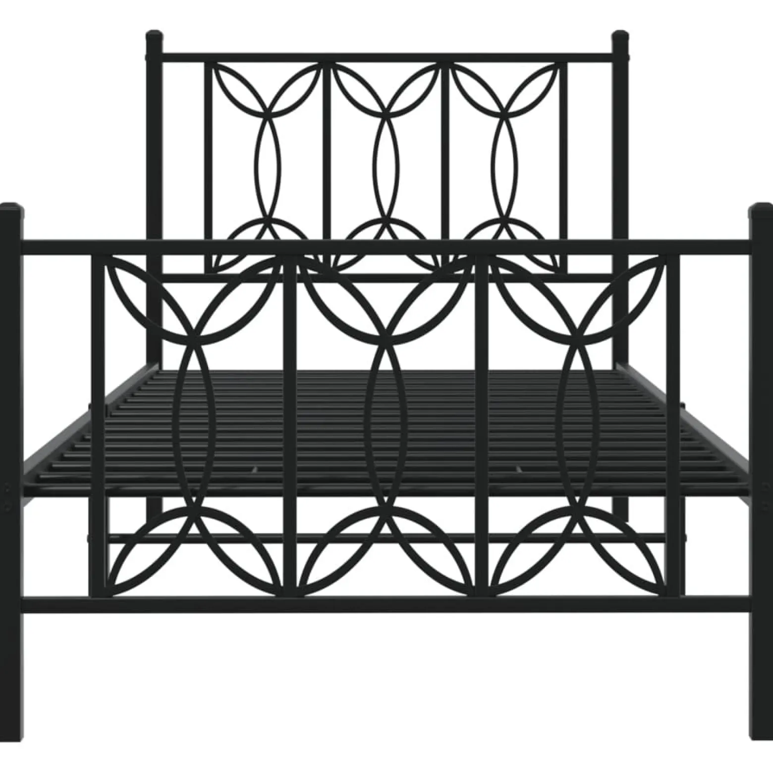 Metalowa rama łóżka z wezgłowiem i zanóżkiem czarna 75x190