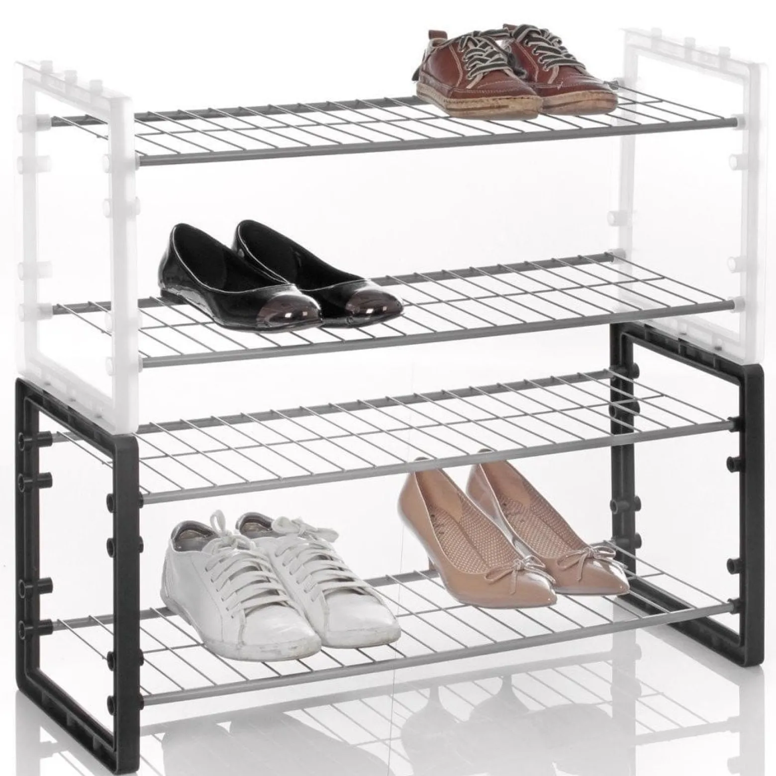 Metalowy stojak na buty, obuwie - 2 poziomy